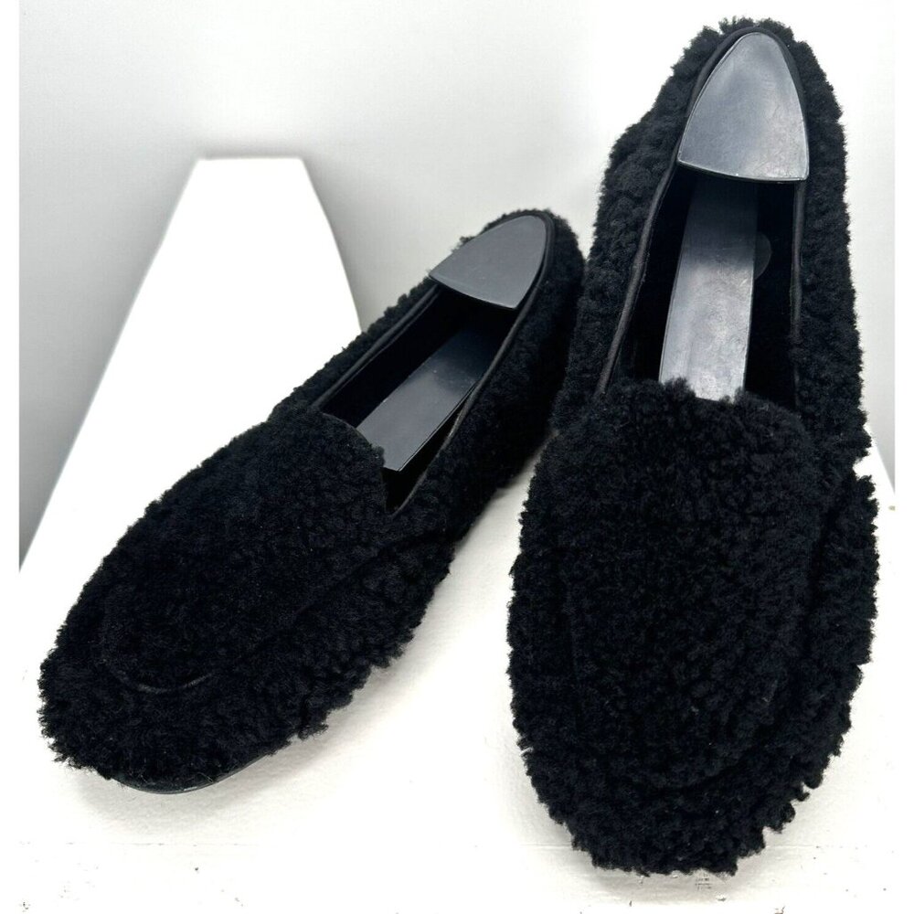 Black Faux Shearling Loafers - Women